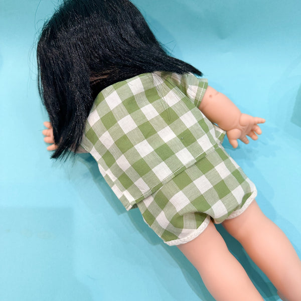 Vintage Doll Green Gingham set  / fits Minikane Gordis Doll