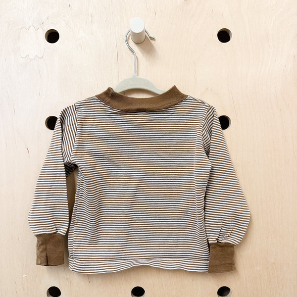 Vintage 1970s Brown Striped Long Sleeve Tee / 12M