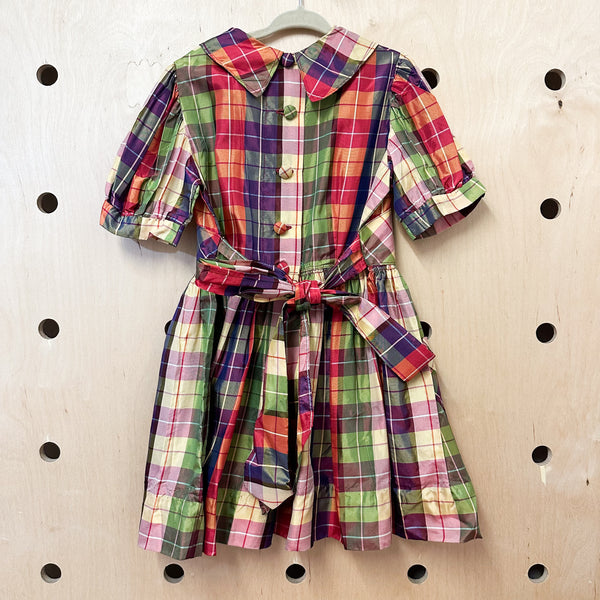 Vintage 1950s Shiny Plaid Party Dress / 3-4T