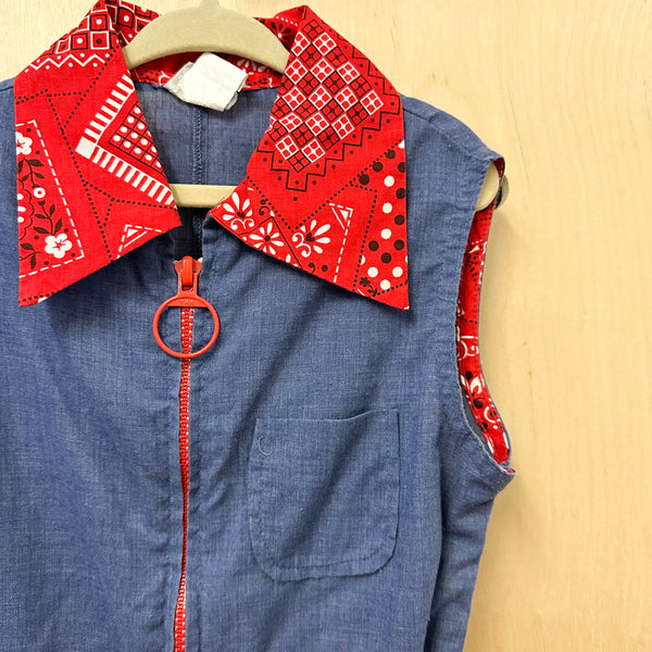 Vintage 1970s Bandanna Print Romper / 7