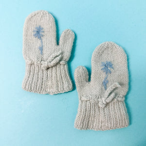 Vintage 1950s Blue Wool Mittens / baby size