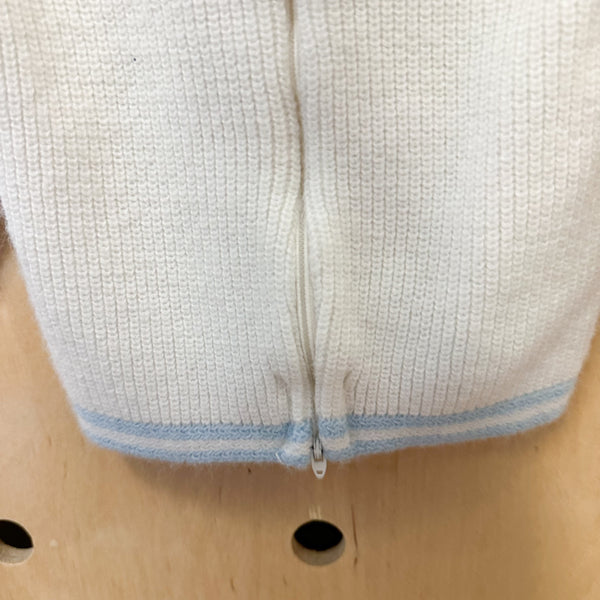 Vintage 1960s White Hooded Cardigan / 6-9M