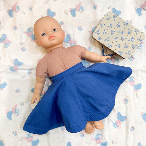 Vintage 1950s Blue Doll Circle Skirt (fits Minikane Soft Bodied doll)