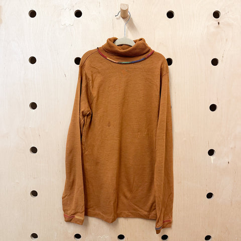 Vintage 1970s Brown Turtleneck Top / 12-14yr