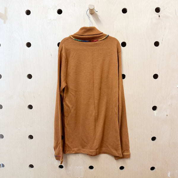 Vintage 1970s Brown Turtleneck Top / 12-14yr