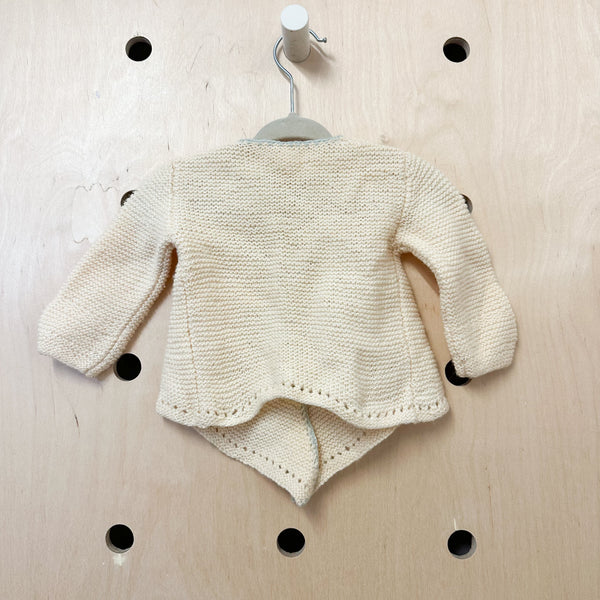 Vintage 1940s Cream Wool Wrap Cardigan / 6M