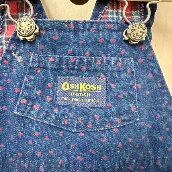 Vintage 1980s OshKosh Floral Denim Overalls / 12M