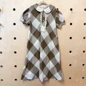 Vintage 1960s Big Check Dress / 12yr