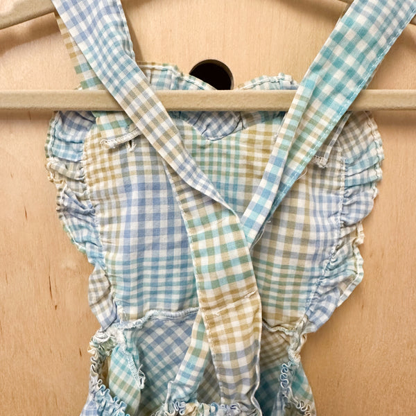 Vintage 1960s Checker Romper / 18-24M