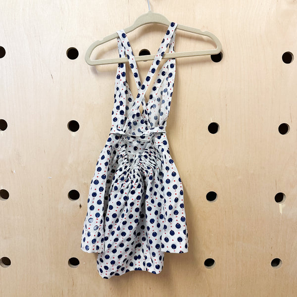 Vintage 1980s Dotted Apron Dress / 12M-24M