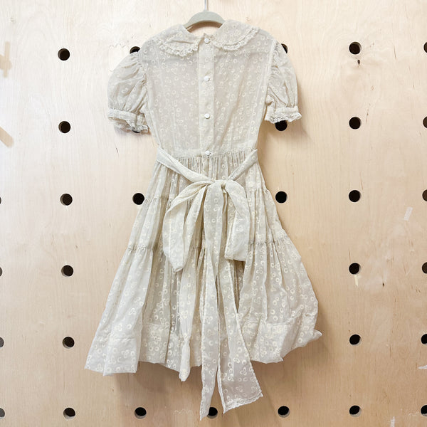 Vintage 1950s Ivory Sheer Party Dress / 7-8yr