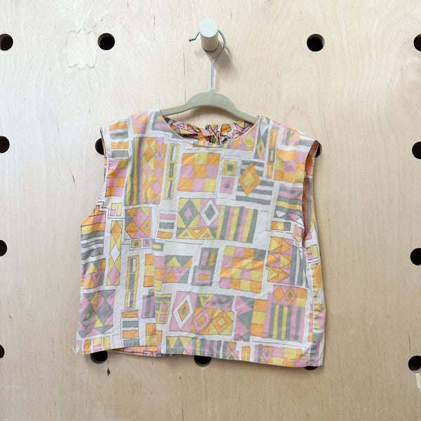 Vintage 1960s Geo Print Blouse / 5T (orange)