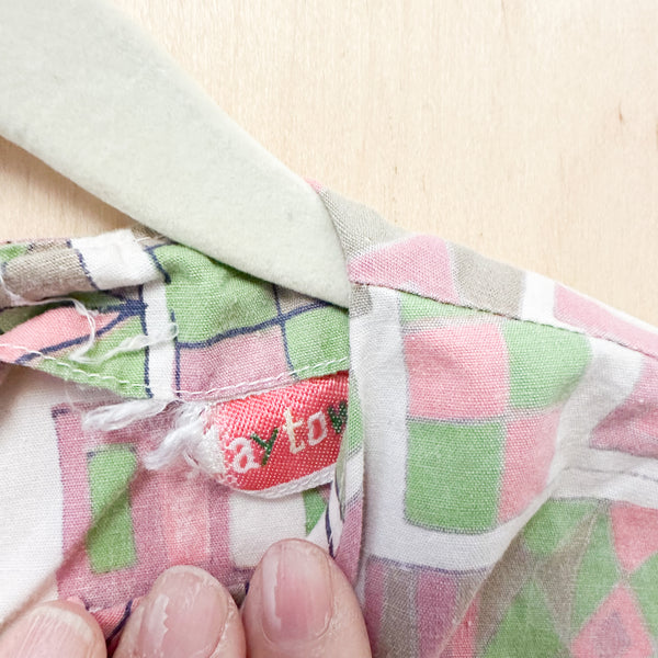 Vintage 1960s Geo Print Blouse / 5T (pink)