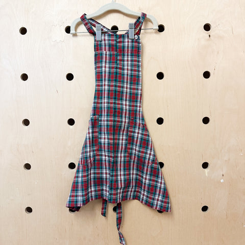 Vintage 1950s  Red Plaid Apron / Older Toddler - Big Kids