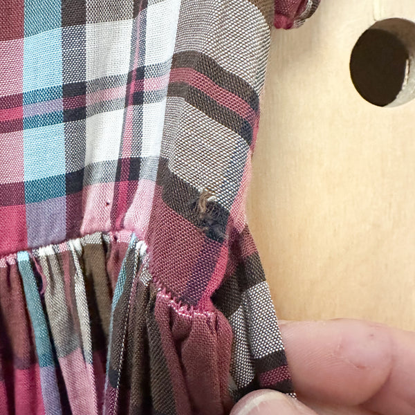 Vintage 1950s Pink Plaid Dress / 4T