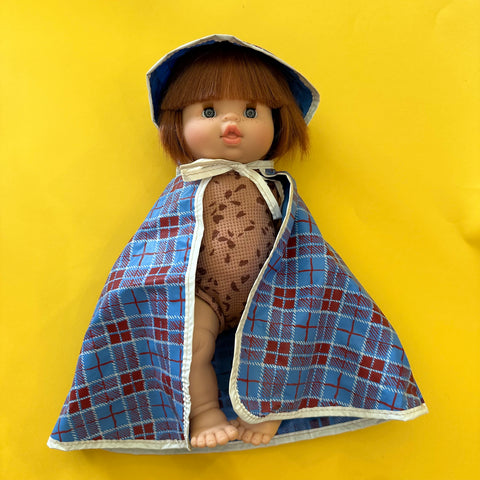 Vintage 1960s Plaid Doll Raincoat (fits Minikane Gordis doll)