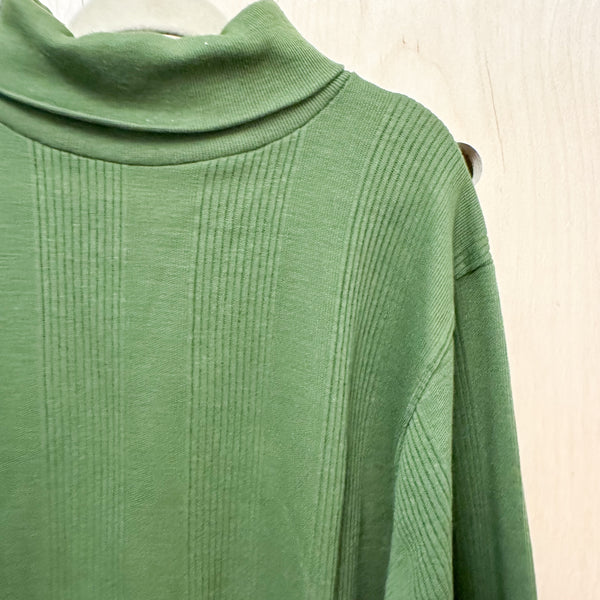 Vintage 1970s Moss Green Turtleneck Top / 12-14yr