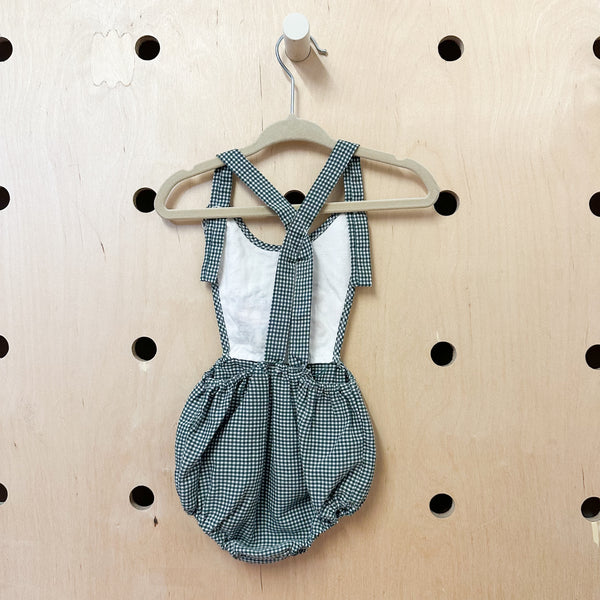 Vintage Embroidery Gingham Romper / 12-24M