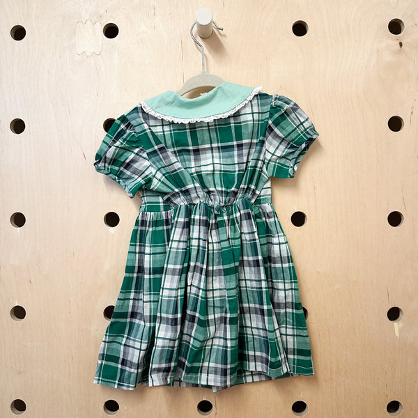 Vintage 1950s Green Plaid Dress / 2T