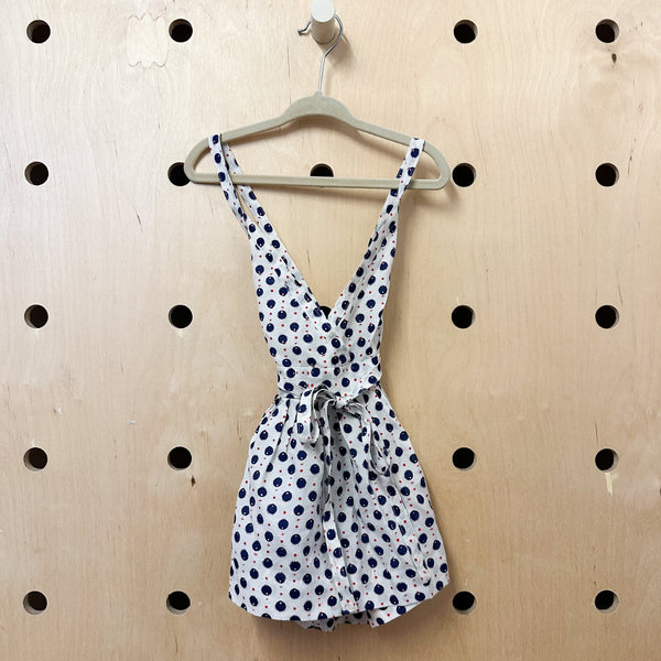 Vintage 1980s Dotted Apron Dress / 12M-24M