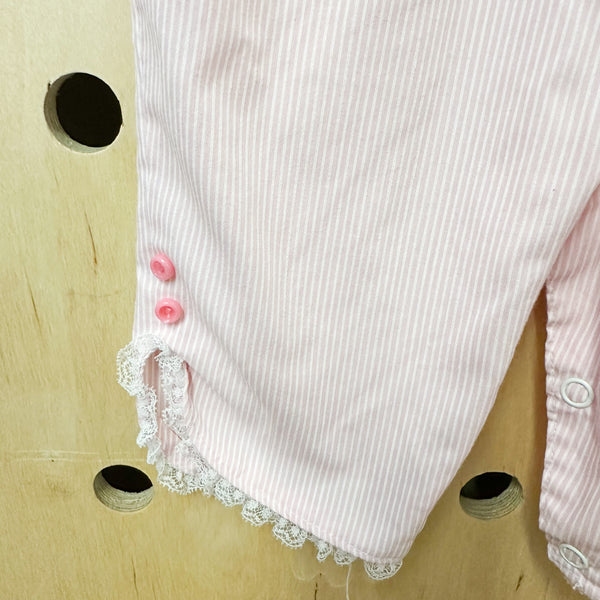 Vintage 1980s Pink Striped Jumpsuit / 3-6M