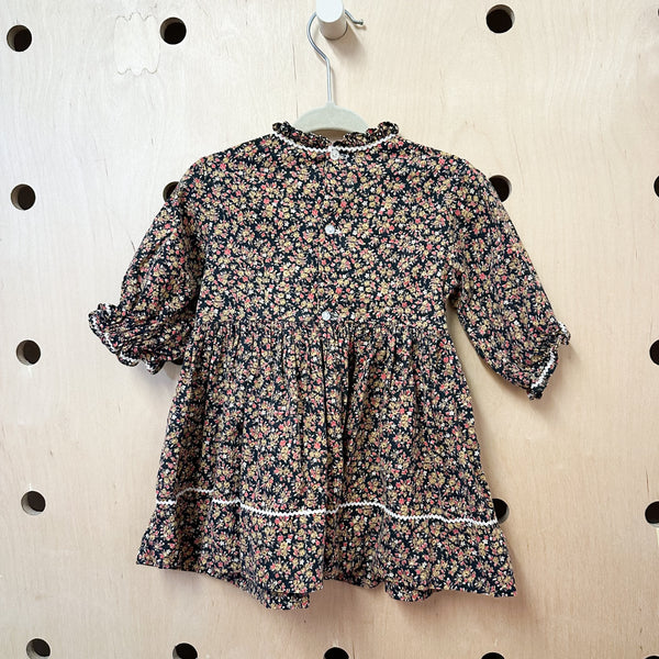 Vintage 1960s Calico Floral Dress / 18M-24M