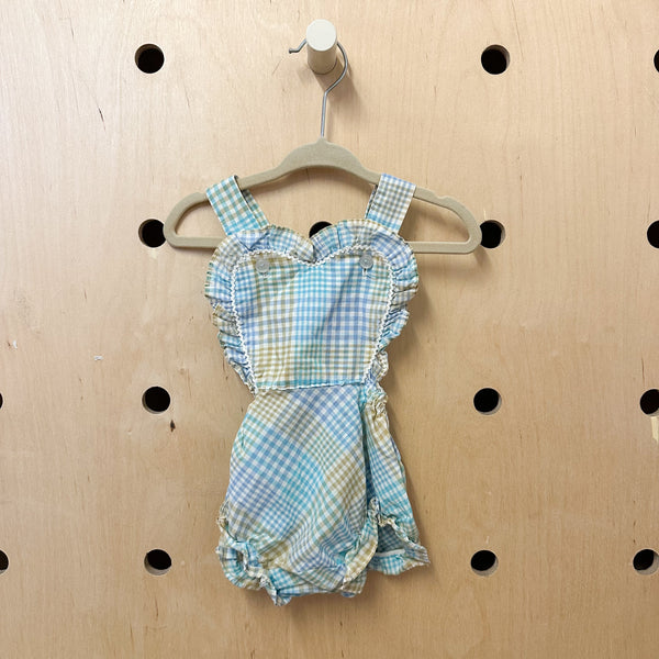 Vintage 1960s Checker Romper / 18-24M