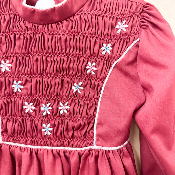 Vintage 1970s Polly Flinders Smocked Dress / 3T