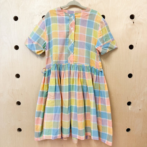 Vintage 1960s Pastel Plaid Dress / 5-6yr