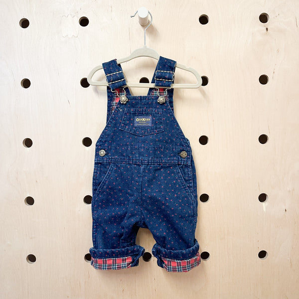 Vintage 1980s OshKosh Floral Denim Overalls / 12M