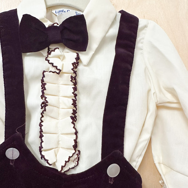 Vintage 1970s Velvet Suit Outfit set / 12-18M
