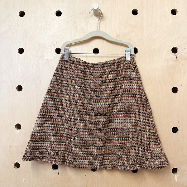 Vintage 1960s Brown Knit Mini Skirt / 12-14yr