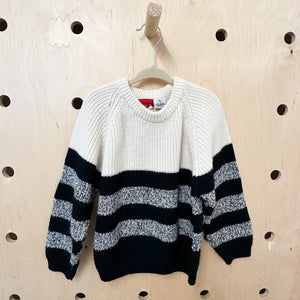 Vintage Black & White Striped Sweater / 7yr