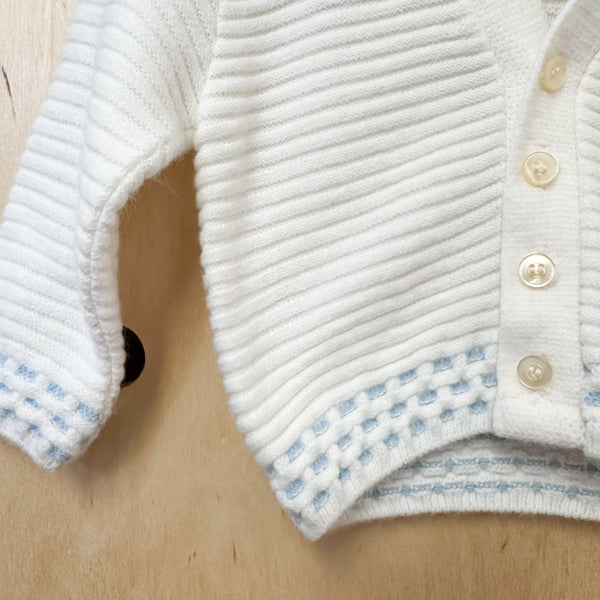 Vintage 1970s White Cardigan / 12M