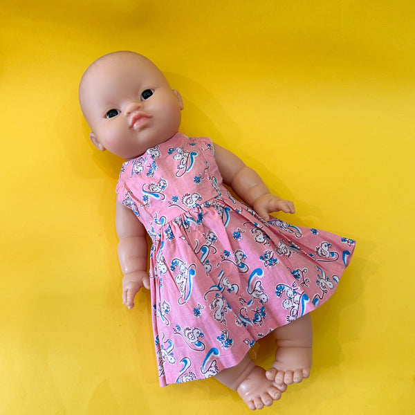 Vintage 1940s Duck Print Doll Dress (fits Gordis doll)