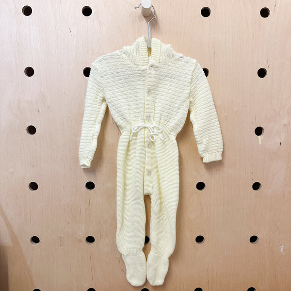 Vintage 1970s Yellow Knit Jumpsuit / 9M