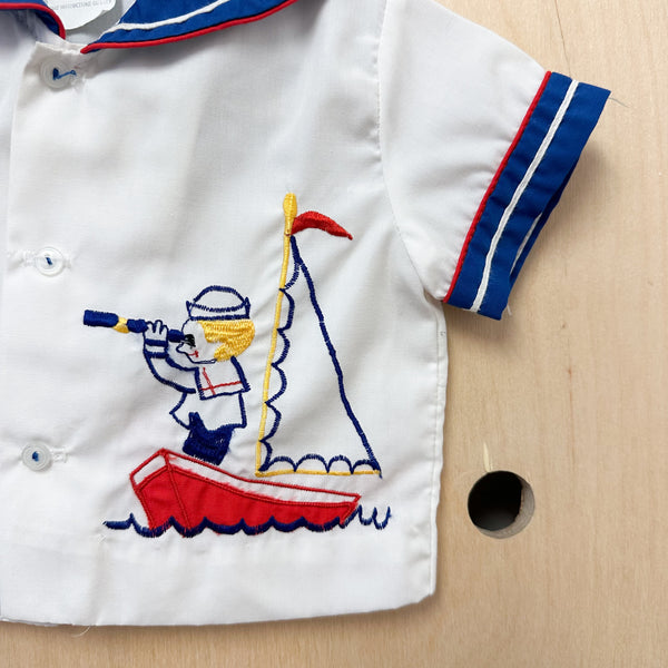 Vintage 1980s Nautical Shirt / size 6M