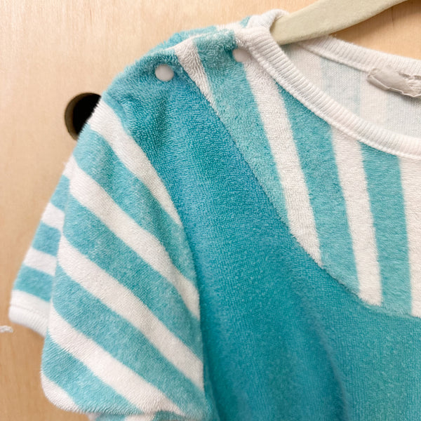 Vintage 1980s Blue Terry Romper / 4-5T