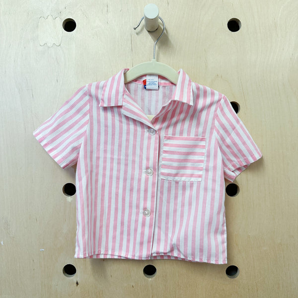 Vintage 1980s Pink Striped Shirt / 3T