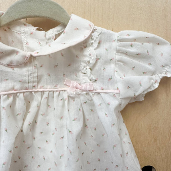 Vintage 1980s Tiny Floral Dress / 0-3M