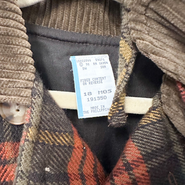 Vintage 1990s Plaid Coat & Hat set / 18M