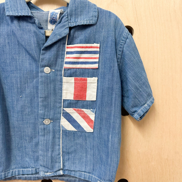Vintage 1950s Flag Shirt / 4-5T