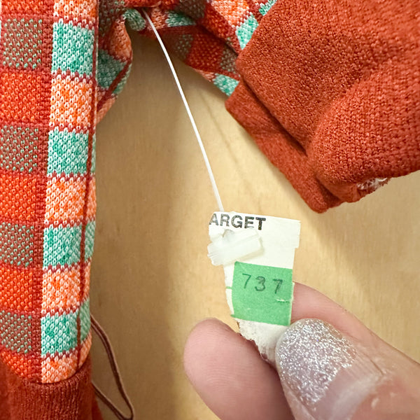 Vintage 1970s Brown Check Dress / 10yr