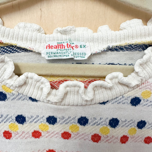 Vintage 1970s Dotted Ruffled Tee / 5-6yr