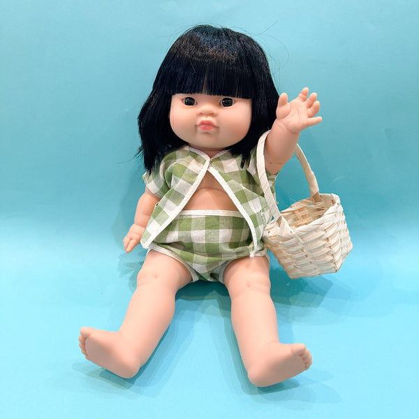 Vintage Doll Green Gingham set  / fits Minikane Gordis Doll