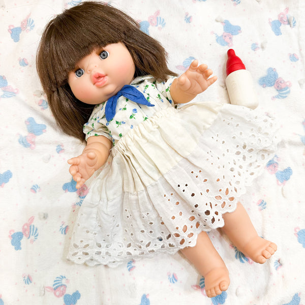 Vintage 1950s White Eyelet Cotton Doll Skirt (fits Minikane Gordis doll)