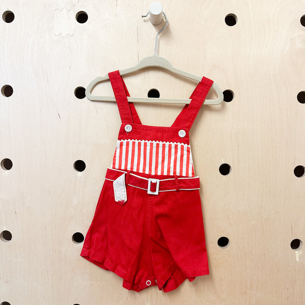 Vintage 1940s Red Romper / 12M
