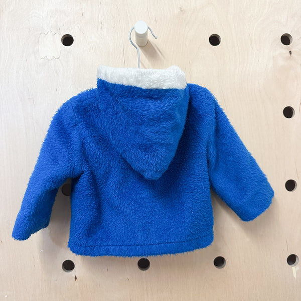 Vintage 1970s Blue Teddy Coat / 18M
