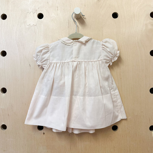 Vintage 1960s Pink Smocked Dress set / 12M