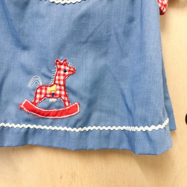 Vintage 1970s Rocking Horse Dress / 0-3M